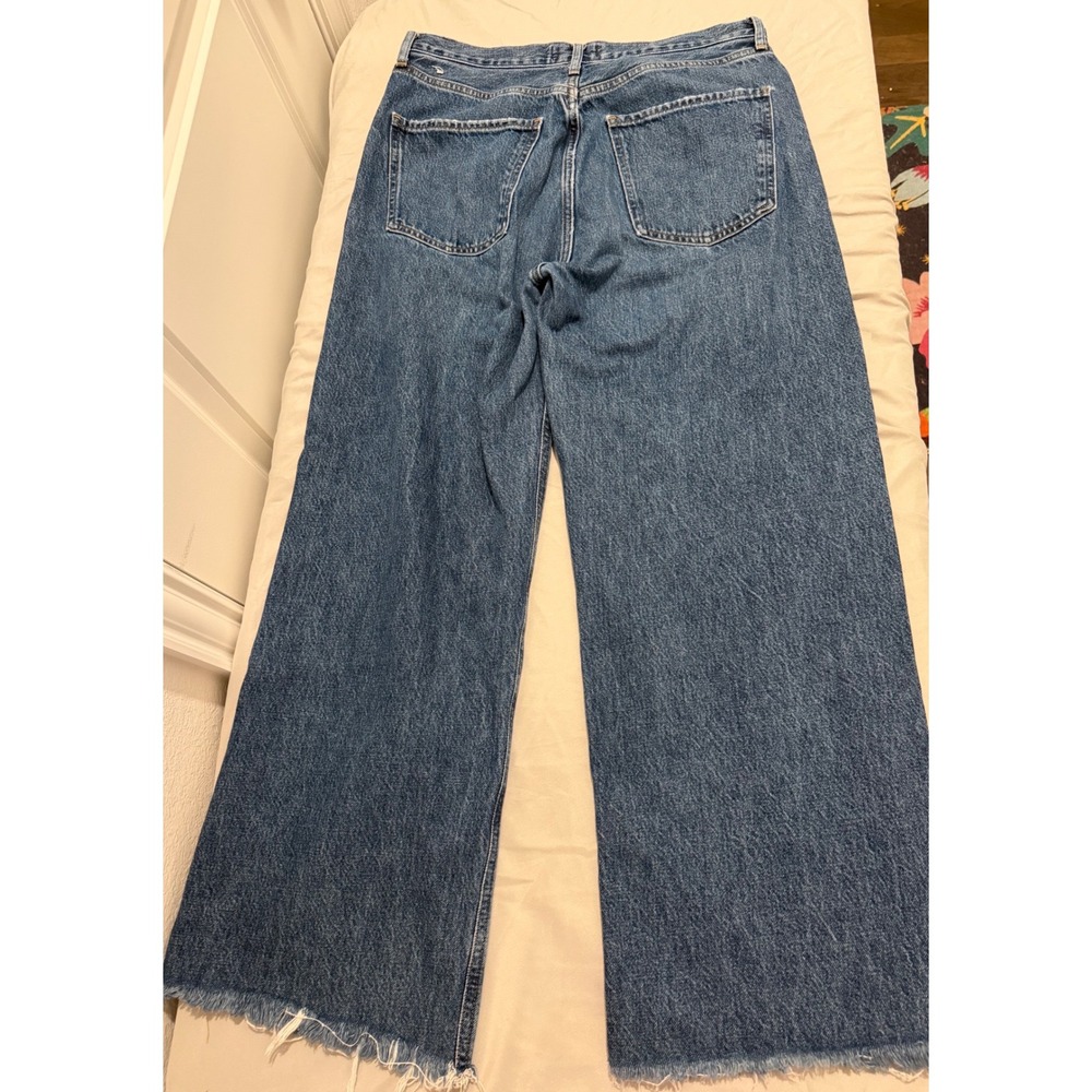 AGOLDE Ren High Rise Wide Leg Jeans Blue Raw Hem A9191-1601 Size 29 - Picture 3 of 11